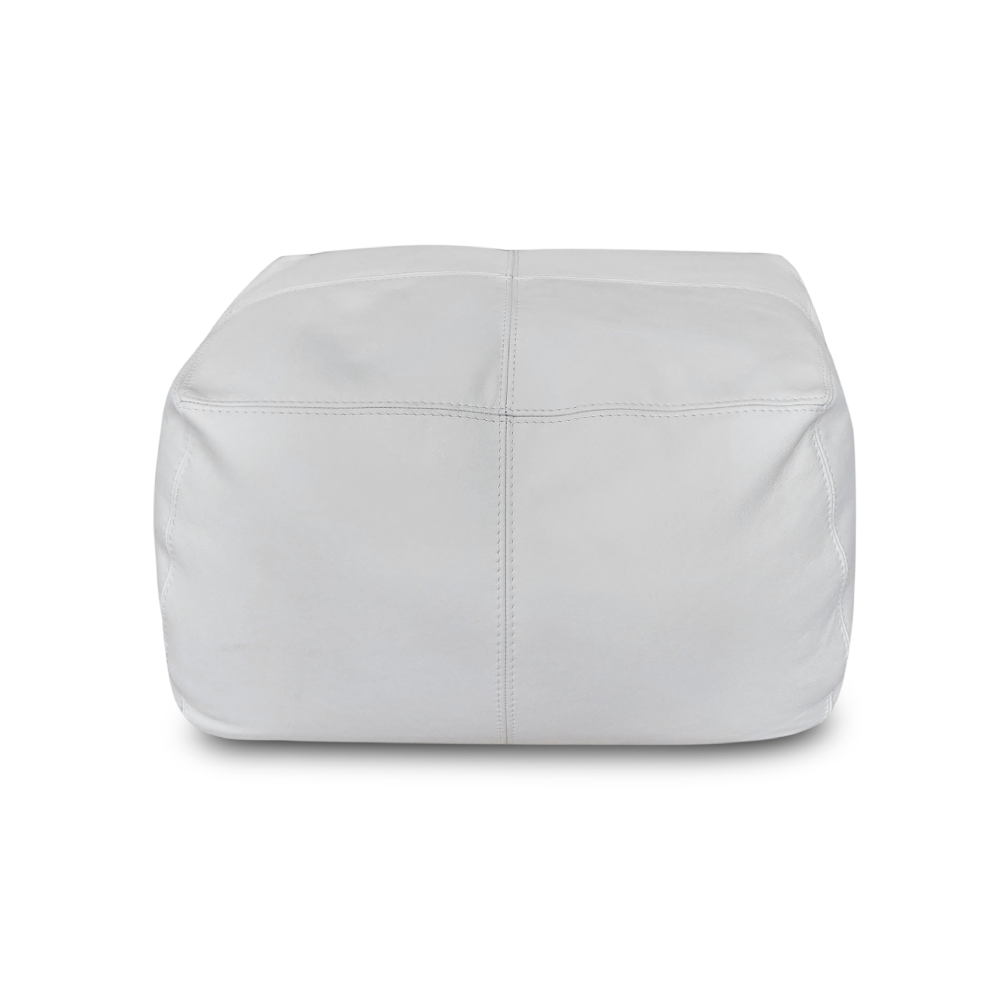 The Footsie - Ottoman - Leather - Armani White