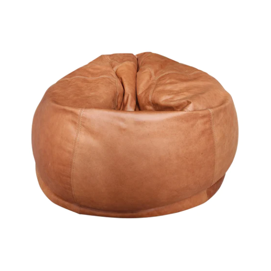 Genuine Leather Bean Bag Chair The Big Pear Tan Luxeloungers
